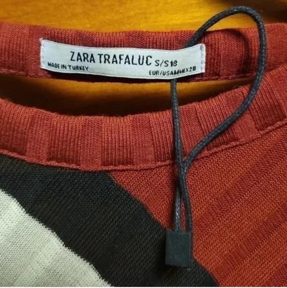 Zara Trafulac Red Tan Maxi Sweater Dress - Picture 6 of 6